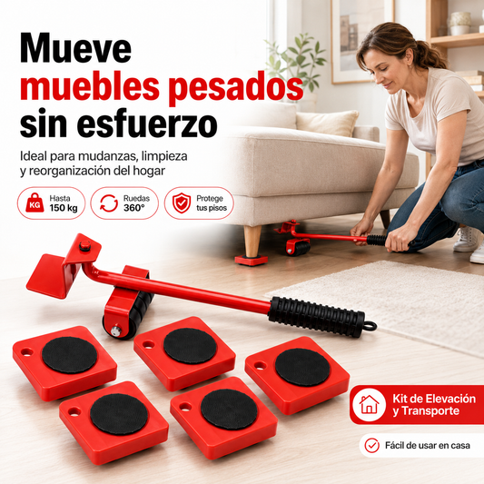 Kit MovePro 360 — Levanta y Mueve Muebles Pesados Solo, Sin Esfuerzo